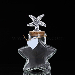 Glass Wishing Bottles Ornament, Bead Containers, Home Decorations, Clear, Starfish, 11x17cm(BOTT-PW0011-53B)