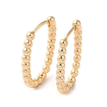 Brass Hoop Earrings, Oval, Light Gold, 23x3mm