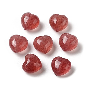 Natural Strawberry Quartz Beads, Heart, 11.5x12~12.5x7.5~8.5mm, Hole: 1~1.2mm