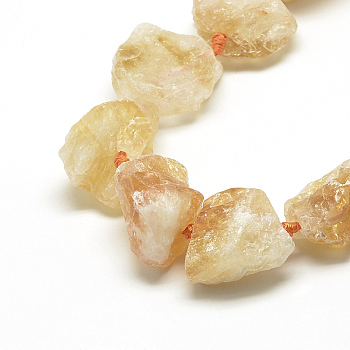 Natural Citrine Beads Strands, Nuggets, 10~27x17~33x17~33mm, Hole: 3mm, about 12~15pcs/strand, 15.7 inch