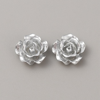 Plastic Cabochons, Flower, Silver, 12x12x5.5mm