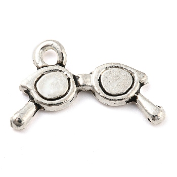 Alloy Charms, Cadmium Free & Lead Free, Glasses, Antique Silver, 13.5x22.5x2mm, Hole: 2mm, about 714pcs/1000g