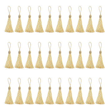 Polyester Tassel Pendant Decoration, Hanging Ornaments for Car Rearview Mirrors, Women's Bags, Gold, 150mm