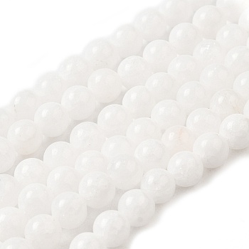 Natural Malaysia Jade Bead Strands, Dyed & Heated, Round Beads, White, 6mm, Hole: 1mm, about 64pcs/strand, 15 inch