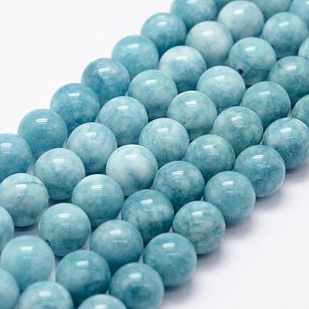 Natural White Jade Imitation Amazonite Beads Strands, Round, Dyed, 8mm, Hole: 1mm, about 48pcs/strand, 15.1 inch