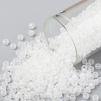 TOHO Round Seed Beads, Japanese Seed Beads, (161F) Transparent AB Frost Crystal, 8/0, 3mm, Hole: 1mm, about 222pcs/10g