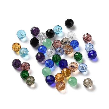 Glass Imitation Austrian Crystal Beads, Faceted, Round, Mixed Color, 6mm, Hole: 1mm