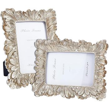 4x6 Inch Embossed Resin Photo Frames, with Glass Clear Windows, Rectangle, Vertical, for Wall or Desktop Picture Display, Pale Goldenrod, 165x118x198mm