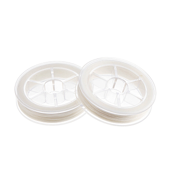 Flat Elastic Spandex Thread, Stretchy Bracelet String, White, 0.4mm, about 65.62 Yards(60m)/Roll