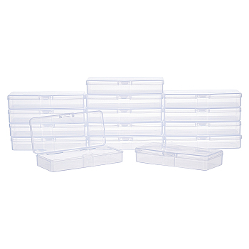 Transparent Plastic Bead Containers, with Hinged Lids, Flip Cover, Rectangle, White, 10.1x4.5x1.8cm, Inner Size: 9.7x4.1cm