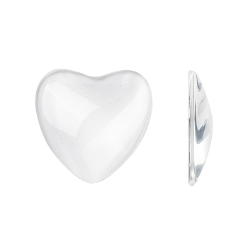 Transparent Glass Heart Cabochons,, Clear, 29x30x7mm