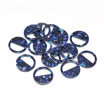 Cellulose Acetate(Resin) Pendants, Flat Round, Midnight Blue, 28.5x28.5x2.5mm, Hole: 1.5mm