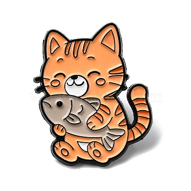 猫と魚のエナメルピン(JEWB-I055-05EB-07)-1