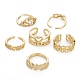 6Pcs 6 Styles Brass Micro Pave Clear Cubic Zirconia Cuff Rings(RJEW-LS0001-44G)-4