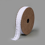 Cotton Ribbons, Oval Pattern, White, 5/8 inch(15mm), about 2yards/roll(1.829m/roll)(SRIB-Q018-11B)