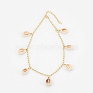 Spiral Shell Pendant Necklaces, with Brass Curb Chains, Golden, 17.7 inch(45cm)(NJEW-JN02254)