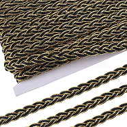 Polyester Fried Dough Twist Lace Ribbon, Wave Edge Lace Trim, Clothes Accessories, Black, 1/2 inch(12mm)(OCOR-WH0078-107B)