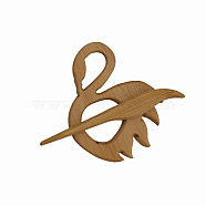 Wooden Animal Pattern Brooch Pins, Shawl Sweater Pins, Scarf Pins, Women's Gift Brooch, Swan, 3~13mm(PW-WG83324-06)