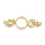 Zinc Alloy Links, Wicca Jewelry, Open Back Bezel, For DIY UV Resin, Epoxy Resin, Pressed Flower Jewelry, Universe/Moon, Star, Golden, 23x69x2.5mm, Hole: 2mm(X-PALLOY-WH0039-02G-A)