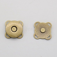Alloy Magnetic Buttons Snap Magnet Fastener, Flower, for Cloth & Purse Makings, Antique Bronze, 14mm, 2pcs/set(PURS-PW0005-066A-AB)
