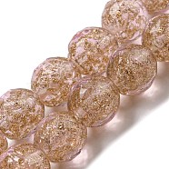 Handmade Gold Sand Lampwork Beads Strands, Faceted, Round, Pink, 11.5~12x12~12.5mm, Hole: 1.5~1.8mm, about 40pcs/strand, 18.90 inch(48cm)(LAMP-L079-06B)