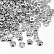 Brass Flat Round Spacer Beads, Platinum, 4x1.5mm, Hole: 1.5mm(KK-M085-A-12P-NR)