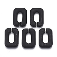Spray Painted CCB Plastic Linking Rings, Quick Link Connectors, For Jewelry Cross Chains Making, Rectangle, Black, 34x23x6mm, Inner Diameter: 8x18mm(CCB-R104-10B-01)