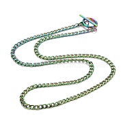 Ion Plating(IP)  304 Stainless Steel Chain Necklaces, Rainbow Color, 19.72 inch(50.1cm)(NJEW-A002-07MC)