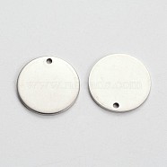 Flat Round Stainless Steel Stamping Blank Tag Pendants, for DIY Jewelry Making and Crafting, Stainless Steel Color, 15x1mm, Hole: 1mm(STAS-L166-04)