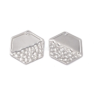 304 Stainless Steel Pendants, Hexagon Charm, Stainless Steel Color, 26x23x1.5mm, Hole: 1.6mm(STAS-B031-39S)