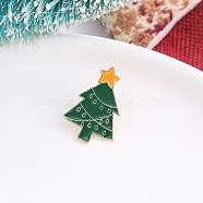 Christmas Alloy Enamel Pins, for Clothes Backpack, Golden, Christmas Tree, 23x16.5mm(AJEW-A056-05A)