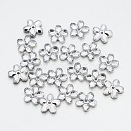 Back Plated Faceted Flower Taiwan Acrylic Rhinestone Beads, Clear, 10x10x2mm, Hole: 1mm(ACRT-M05-10-08)
