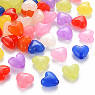 Transparent Acrylic Beads, Dyed, Heart, Mixed Color, 10x10.5x5.5mm, Hole: 1.5mm(X-MACR-S373-25E)