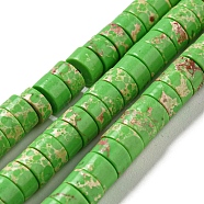 Synthetic Imperial Jasper Dyed Beads Strands, Disc, Heishi Beads, Lawn Green, 6~6.5x3~3.5mm, Hole: 1.2mm, about 107pcs/strand, 14.88''~14.96''(37.8~38cm)(G-D077-D01-01F)