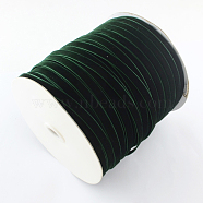 1/4 inch Single Face Velvet Ribbon, Dark Green, 1/4 inch(6.5mm), about 200yards/roll(182.88m/roll)(OCOR-R019-6.5mm-165)