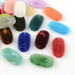 Perles acryliques ovales d'imitation pierre précieuse, couleur mixte, 29x16x4mm, Trou: 1.5mm(X-OACR-R048-M)
