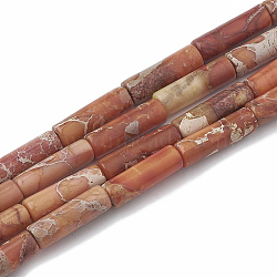 Natural Imperial Jasper Beads Strands, Dyed, Column, Dark Orange, 12~13x4~4.5mm, Hole: 1~1.2mm, about 30pcs/strand, 15.9 inch(X-G-S322-002D)