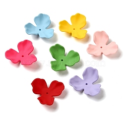 Opaque Acrylic Bead Caps, 3-Petal Flower, Mixed Color, 26x25x5mm, Hole: 1.6mm(OACR-G036-07)