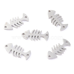 Stainless Steel Links Connectors, Fishbone, Stainless Steel Color, 14.5x6.5x1.1mm, Hole: 1mm(STAS-O142-22P)