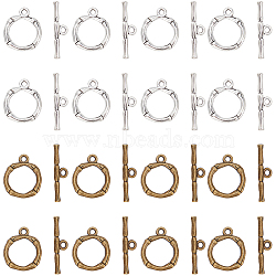 SUNNYCLUE 60Pcs 2 Colors Alloy Toggle Clasps, Lead Free and Cadmium Free, Ring, Mixed Color, Ring: 20.5x17mm, Hole: 2mm, Bar: 26x6x3mm, Hole: 2mm, 30pcs/color(FIND-SC0009-17)