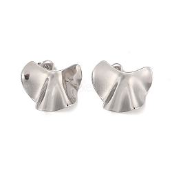 304 Stainless Steel Stud Earrings for Women, Stainless Steel Color, 19x24.5mm(EJEW-L272-016P)