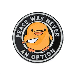 Flat Round with Duck & Word Peace Was Never An Option Enamel Pins, Alloy Brooches for Backpack Clothes, Yellow, 30x30mm(JEWB-Q014-05A)