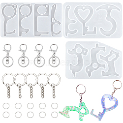 Gorgecraft DIY Door Opener Molds Making Kits, with Silicone Molds, Iron Split Key Rings &  Open Jump Rings, Iron Alloy Lobster Claw Clasp Keychain, White, 37pcs/set(DIY-GF0002-61)