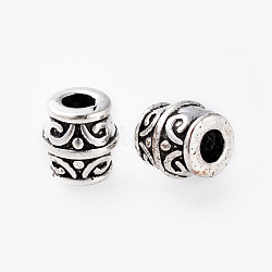 Tibetan Style Alloy Beads, Lead Free & Cadmium Free, Barrel, Antique Silver, about 8mm wide, 8mm thick, hole: 3mm(LF1557Y)