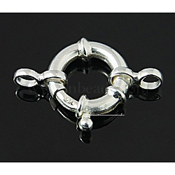 925 Sterling Silver Spring Ring Clasps, Silver, 21.5x10x2.5mm, Hole: 2.2mm(STER-A007-23A)