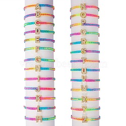 Crystal Rhinestone Initial Braided Bead Bracelet, Alphabet Adjustable Bracelet for Women, Colorful, Letter.A, Inner Diameter: 2~2-7/8 inch(5~7.3cm)(BJEW-SW00037-01)