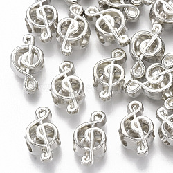 Plating ABS Plastic European Beads, Large Hole Beads, Musical Note, Platinum, 18.5x9.5x7.5mm, Hole: 4.5mm(KY-T019-14)