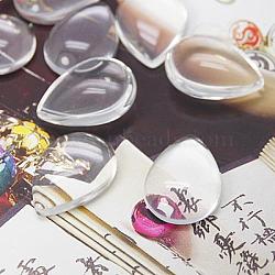 Transparent Glass Cabochons, teardrop, Clear, Size: about 18mm wide, 25mm long, 5~6mm thick(X-GGLA-Q003-1)