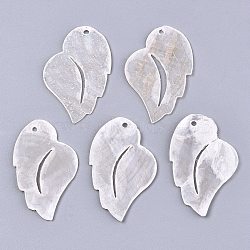 Natural Capiz Shell Pendants, Wing, Linen, 35x21x1~1.5mm, Hole: 1.6mm(SHEL-N026-97)