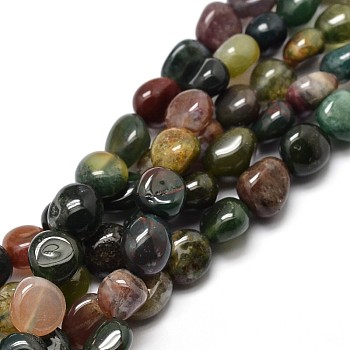 Natural Indian Agate Nuggets Beads Strands, Tumbled Stone, 5~10x6~7x3~7mm, hole: 1mm, about 14.9 inch~15.7 inch